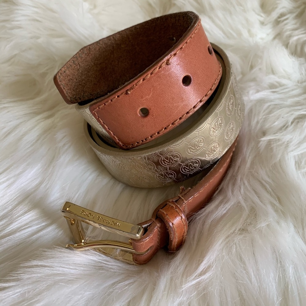 Michael Kors Gold and Camel Belt
